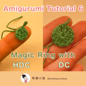 how to crochet a Magic Ring with HDC or DC, half double crochet, double crochet