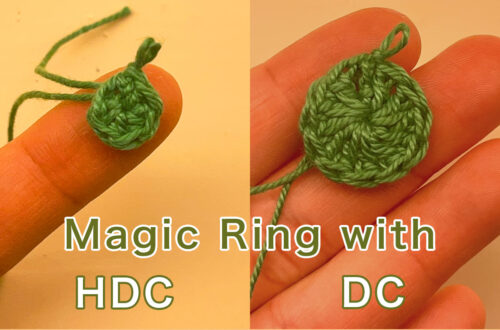 how to crochet a Magic Ring with HDC or DC, half double crochet, double crochet